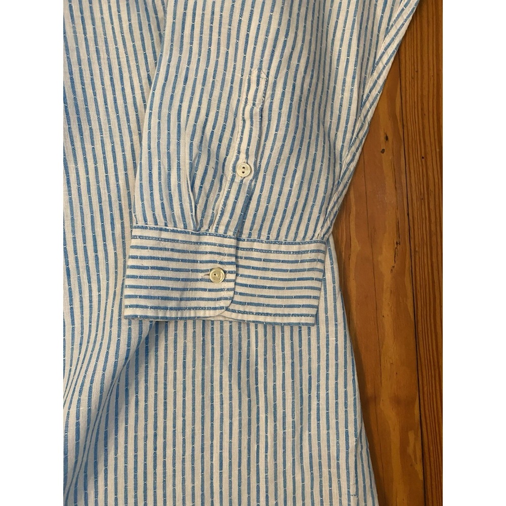 Talbots Shirt Sz 2XL Blue White Striped LONG Sleeve Button Up Career Office Work - Picture 6 of 8